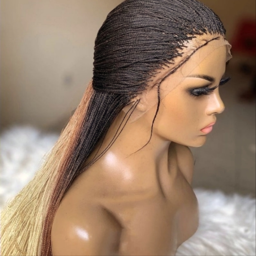 100% Handmade Micro Millions Braided wigs blond tips wig